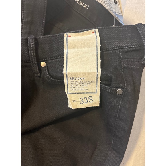 Banana Republic Mens Skinny Fit Jeans Black Solid Stretch Denim Pants 36x25 - Picture 9 of 13